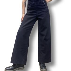 US NAVY Dress Black 13 Button Front Wide Leg Pants Sz 31